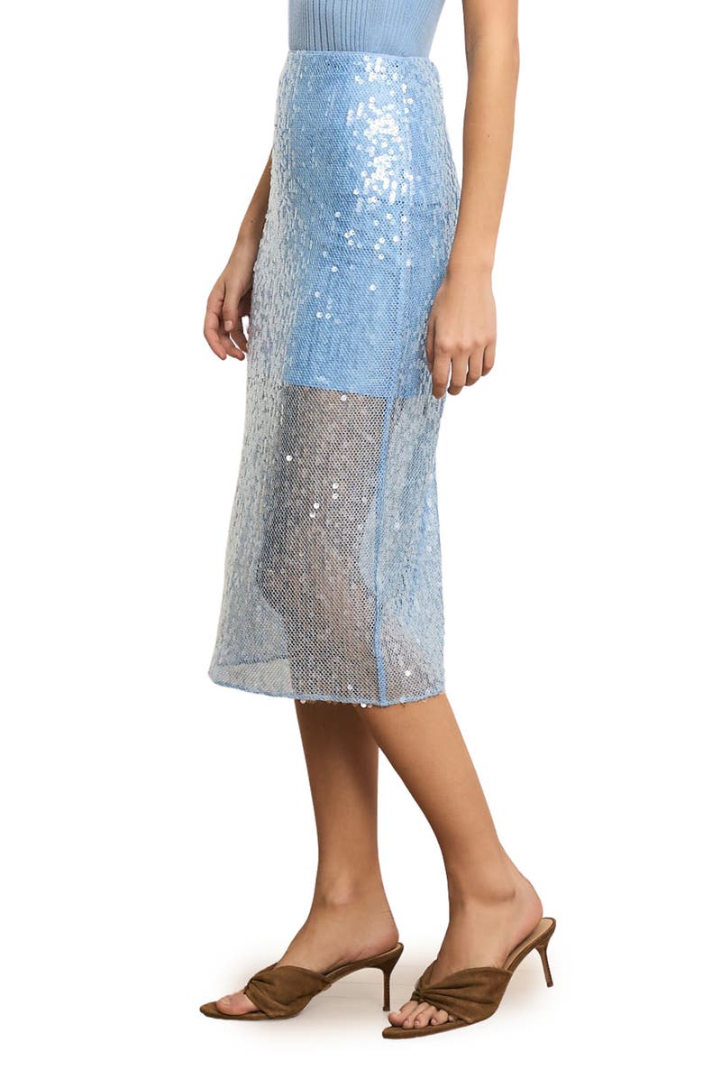 Veronica Beard Allora Sequin Mesh Midi Skirt, Alternate, color, Blue Jay