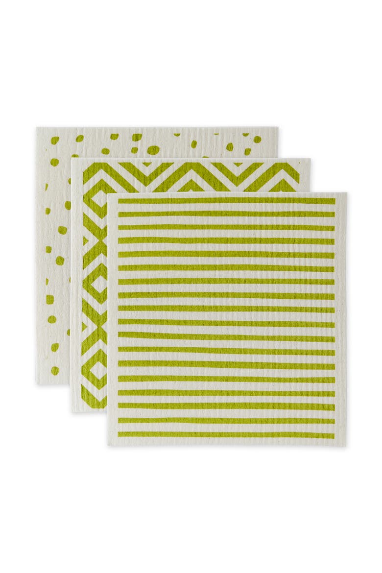 Swedish Dishcloth Set/3, Reusable & Absorbent, Main, color, Avocado & White