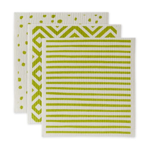 Dii Swedish Dishcloth Set/3, Reusable & Absorbent In Green