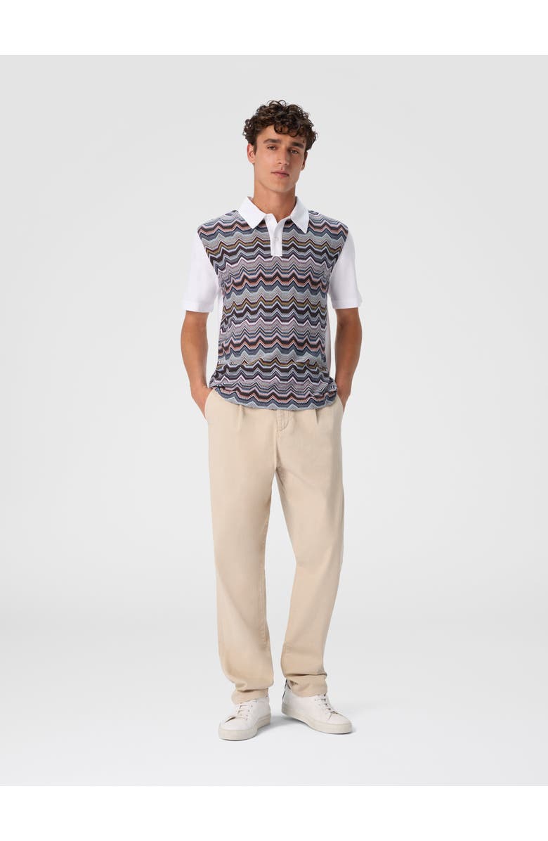 Missoni Short Sleeve Polo With Geometric Zigzag Pattern, Alternate, color, Multicoloured