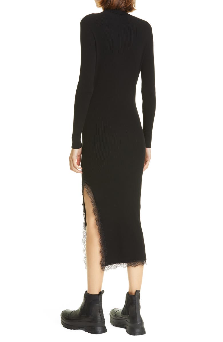 RED Valentino Lace Trim Turtleneck Long Sleeve Sweater Dress, Alternate, color, 