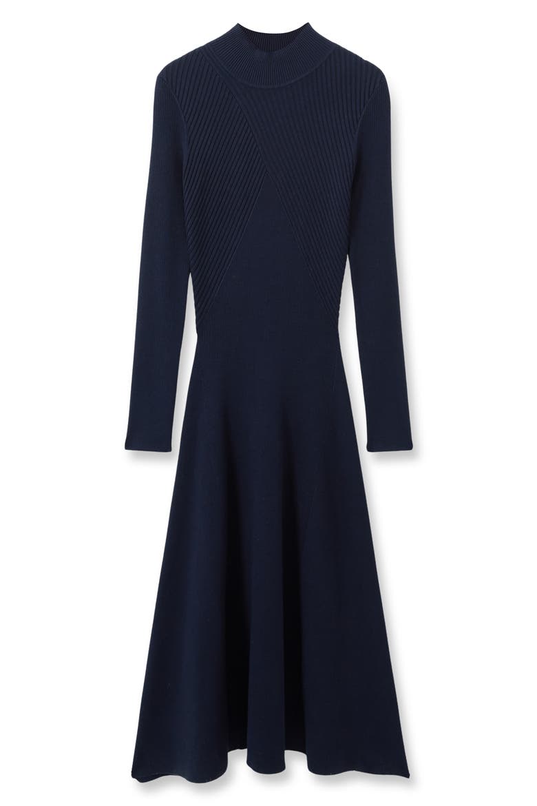 Hannah Long Sleeve Rib Sweater Dress, Alternate, color, NAVY