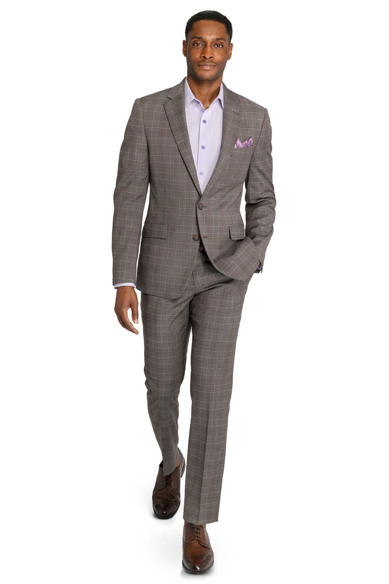Slim Fit Plaid Suit Jacket, Alternate, color, TAUPE