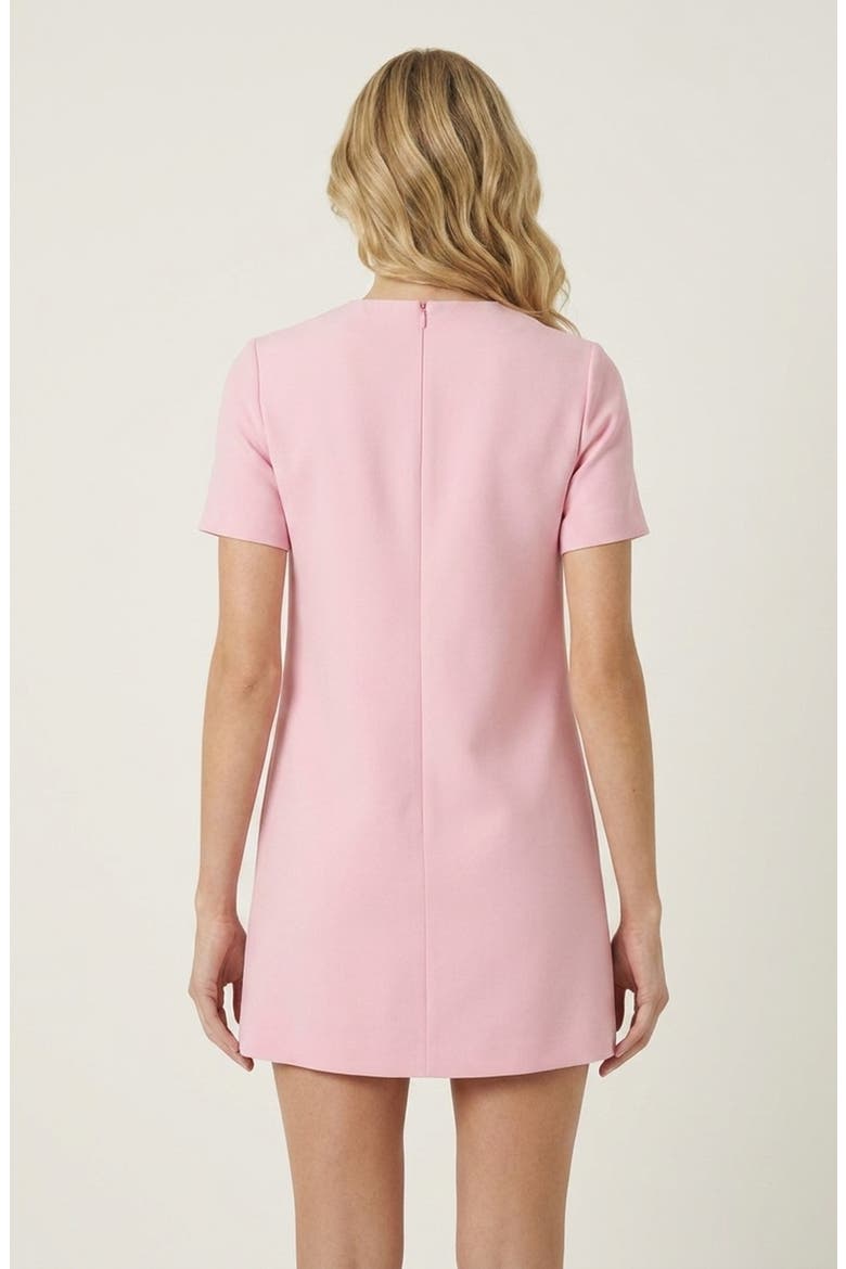 Rhinestone Bow Detail Short Sleeve Mini Dress, Alternate, color, Pink