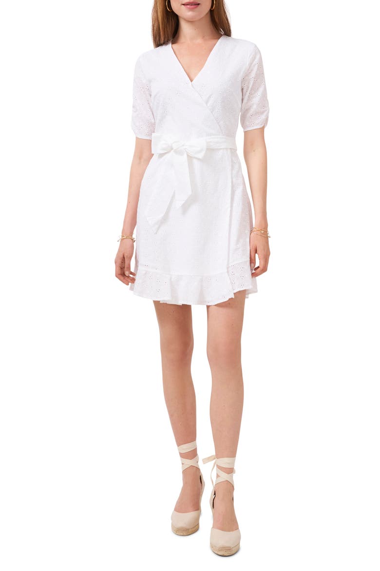 Wrap Front Minidress, Main, color, ULTRA WHITE