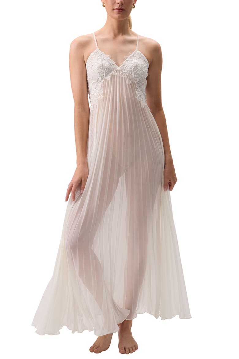Delight Embroidered Bodice Nightgown, Main, color, IVORY