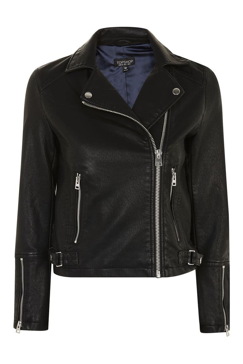 Daze Faux Leather Biker Jacket, Alternate, color, BLACK