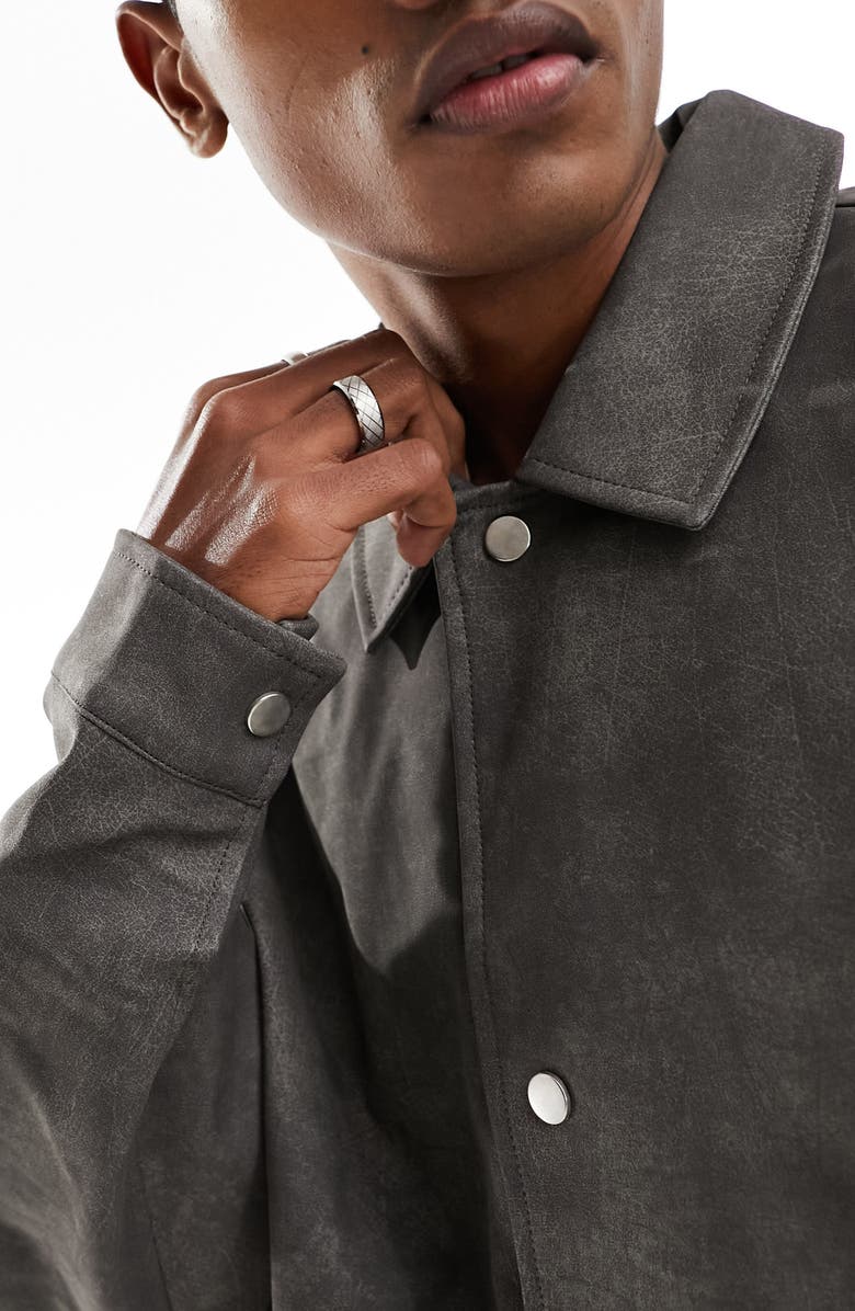 ASOS DESIGN Oversize Faux Leather Shacket, Alternate, color, 