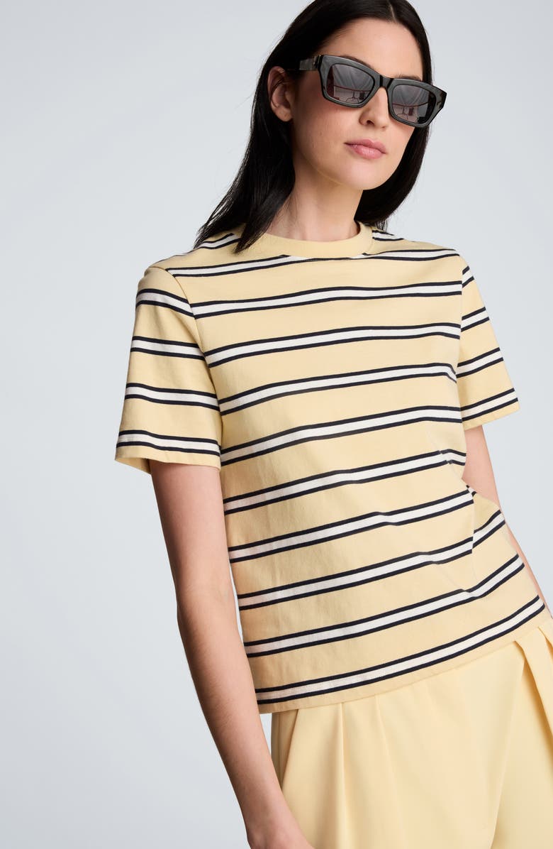 Kenneth Cole Stripe Heavyweight T-Shirt, Alternate, color, Pastel Yellow Multi