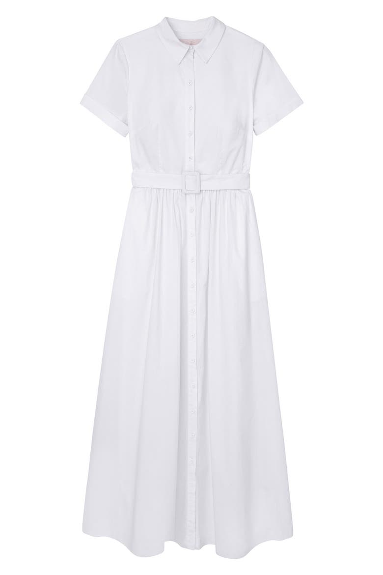 Danielle Stretch Cotton Maxi Shirtdress, Alternate, color, WHITE