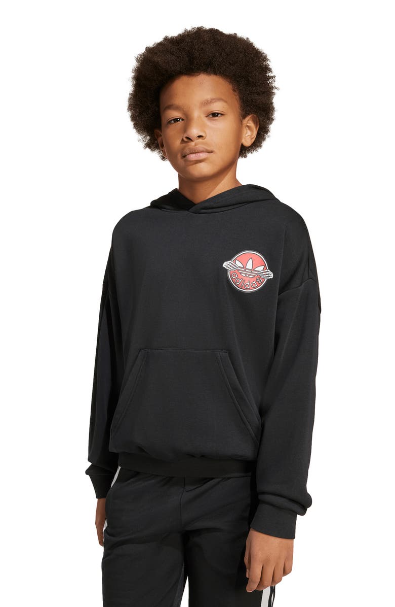 adidas Kids' Skeleton Logo Hoodie, Alternate, color, Black