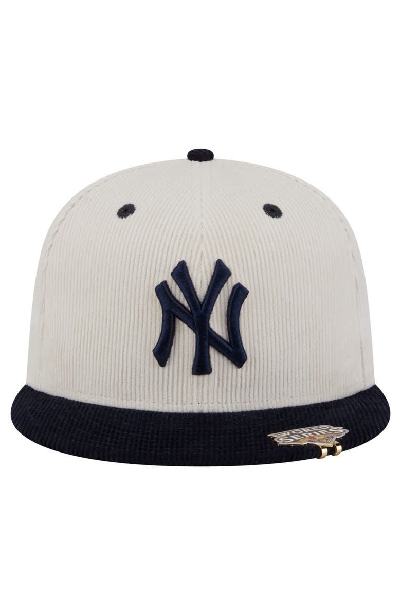 New Era Men's New Era Cream/Navy New York Yankees Two-Tone Corduroy 59FIFTY Fitted Hat, Alternate, color, 