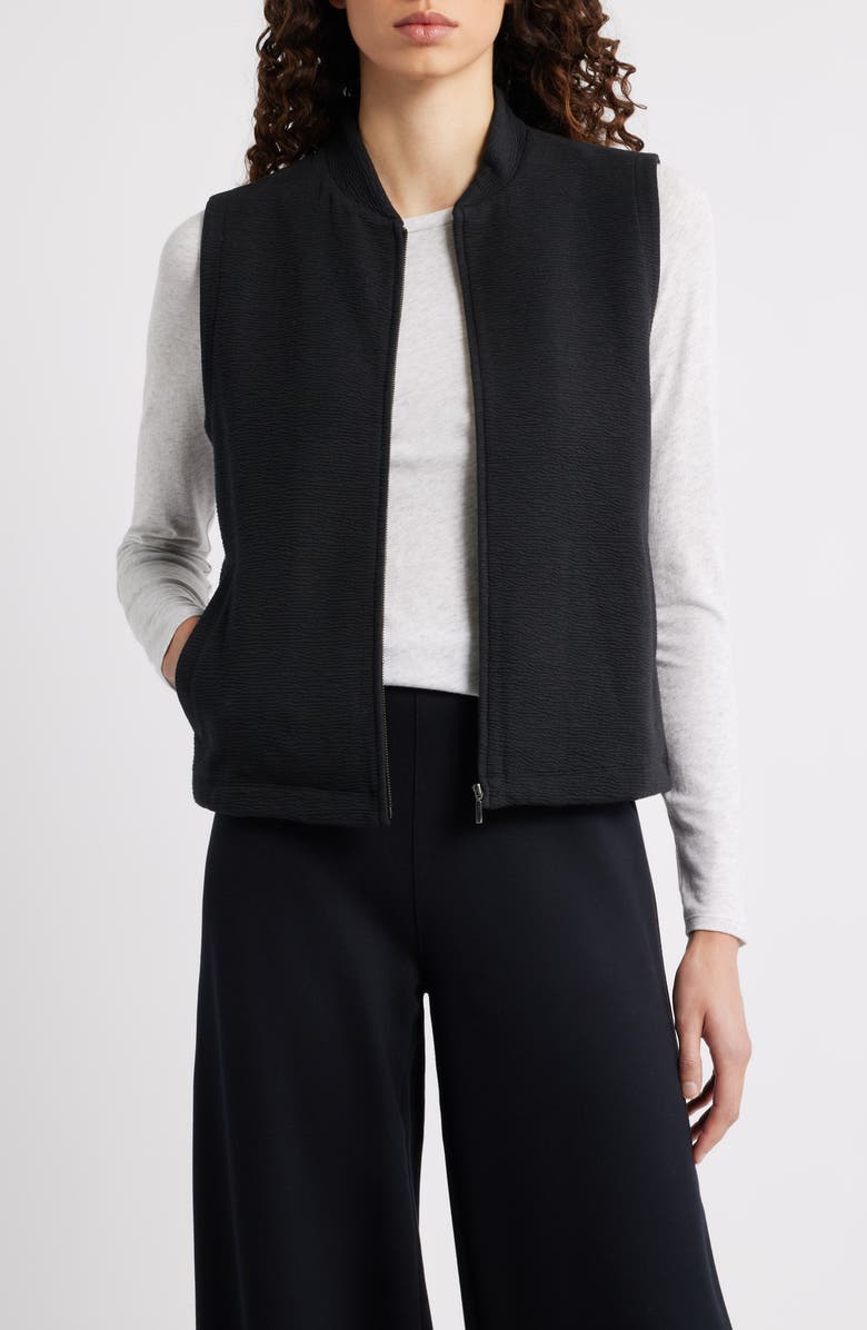 Eileen Fisher Organic Cotton Blend Vest, Main, color, Black