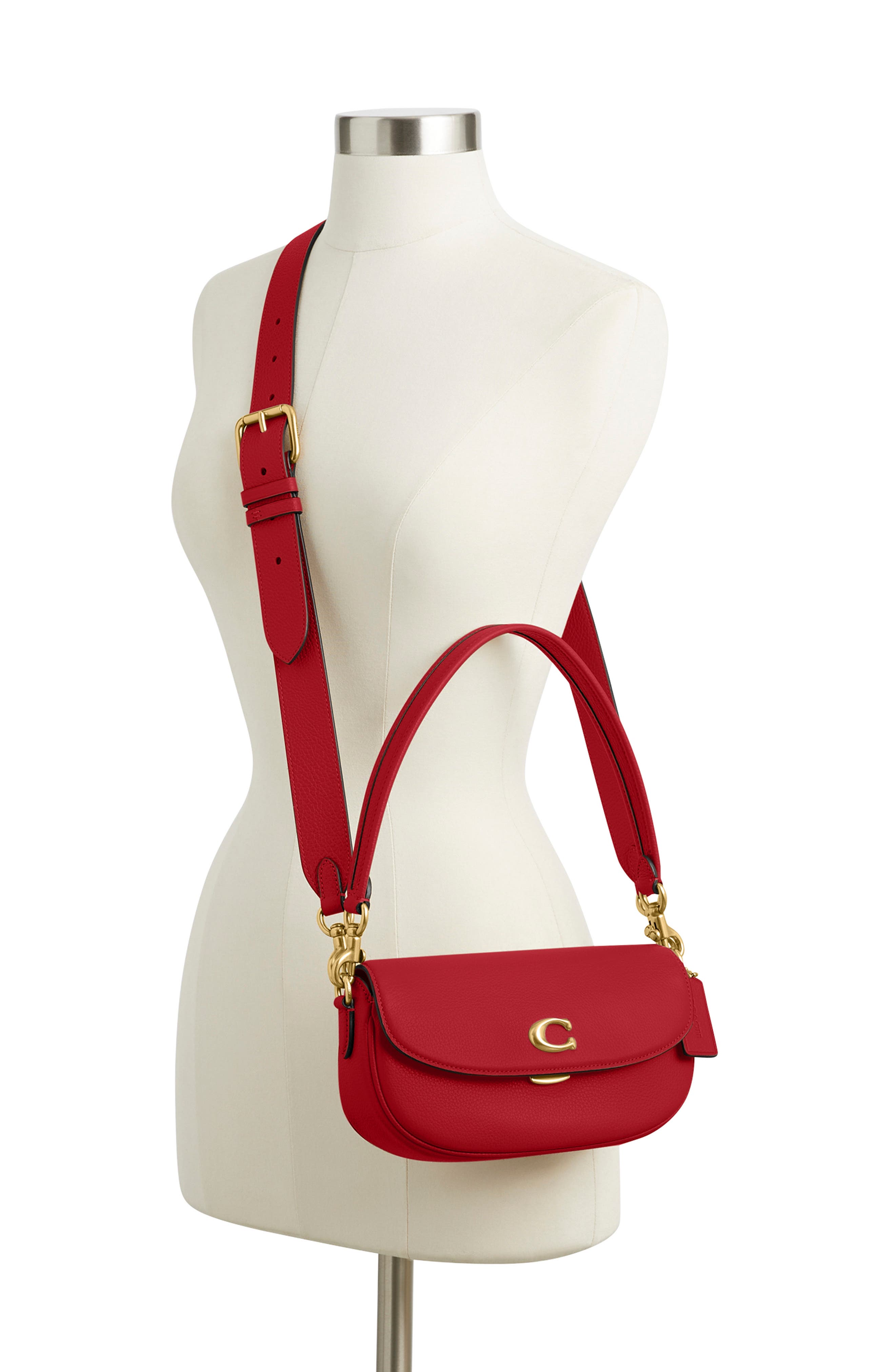 Pebbled Crossbody Bag (Nordstrom Exclusive), Alternate, color, POPPY