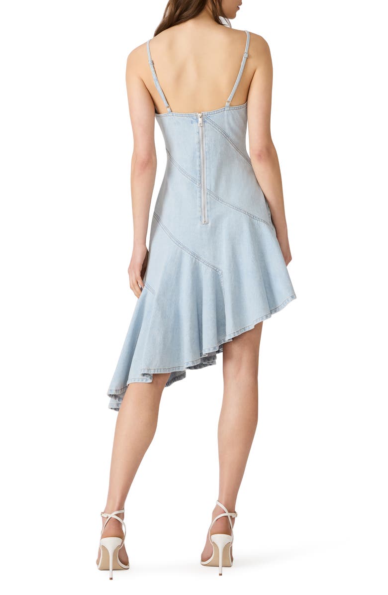 Steve Madden Ellis Asymmetric Ruffle Denim Dress, Alternate, color, Hazey Blue