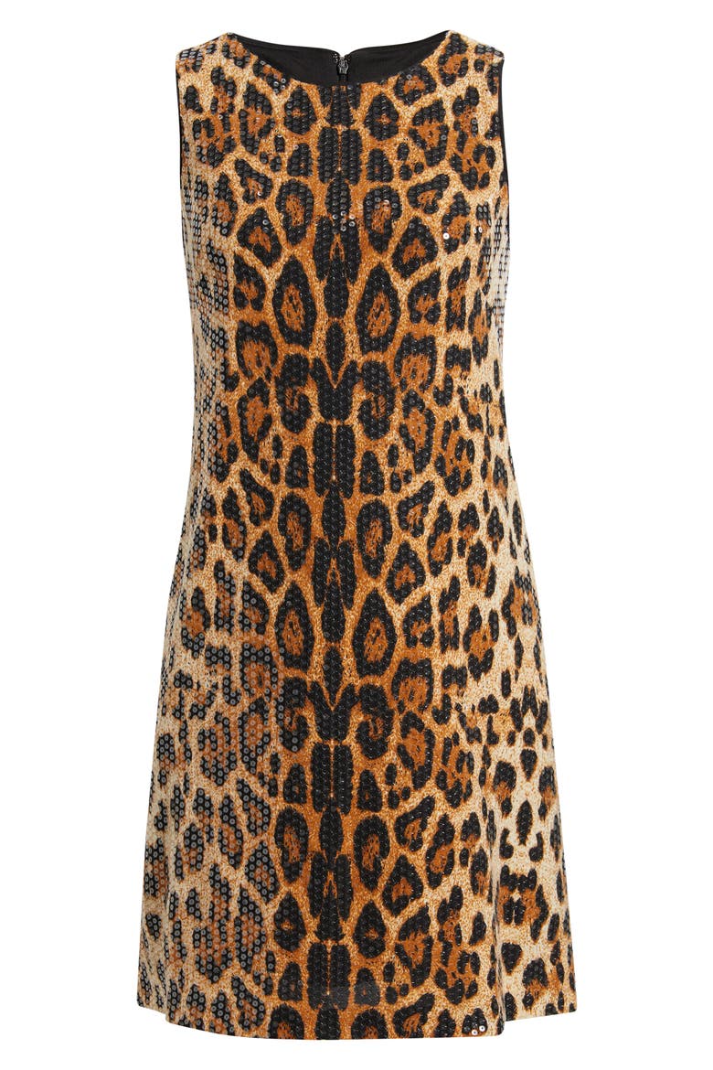 Leopard Sequin Sleeveless Shift Dress, Alternate, color, BLURRED FLOATING FLORA