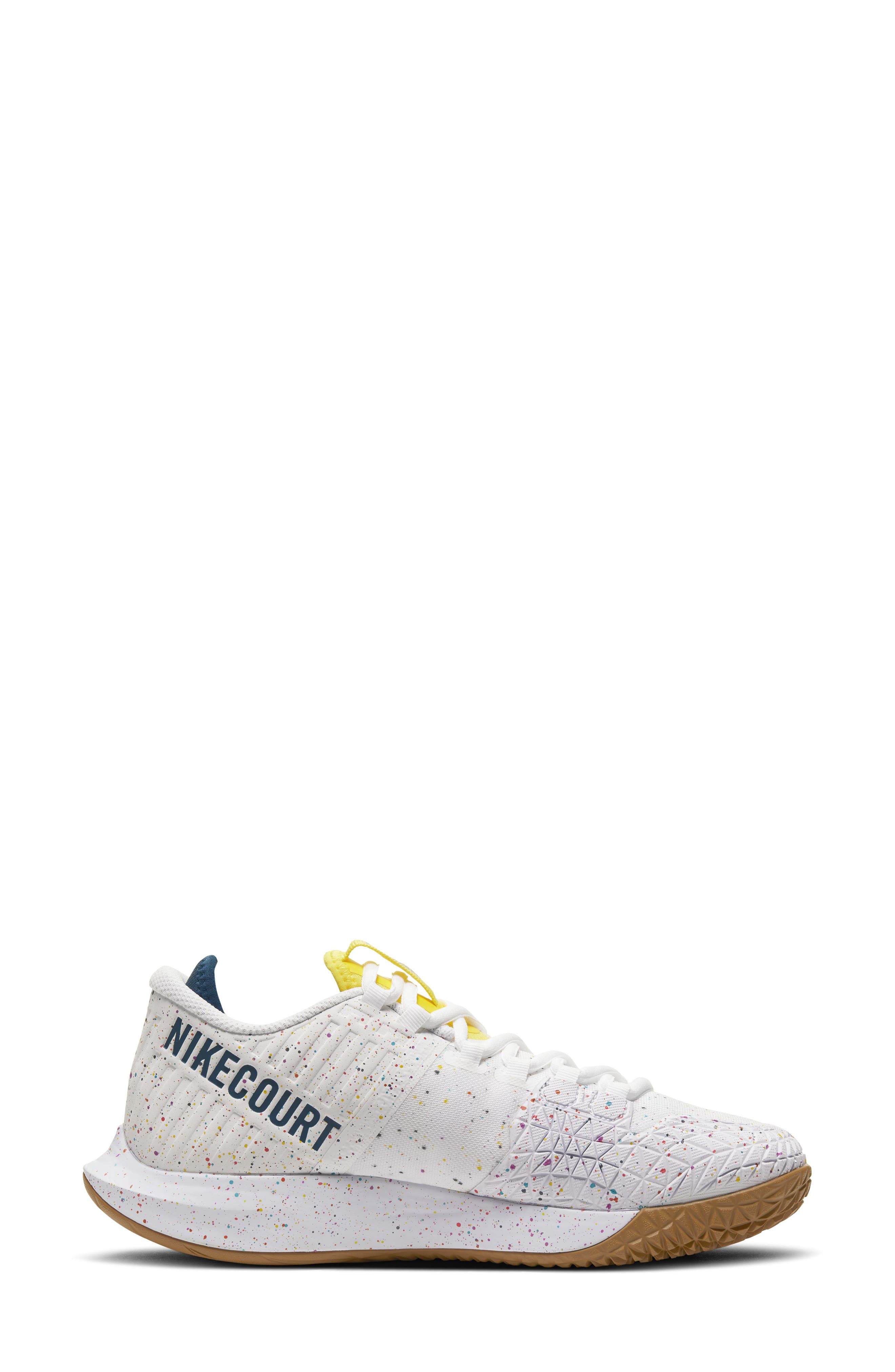 NikeCourt Air Zoom Zero Tennis Shoe, Alternate, color, WHITE/ AQUA/ YELLOW/ BLUE