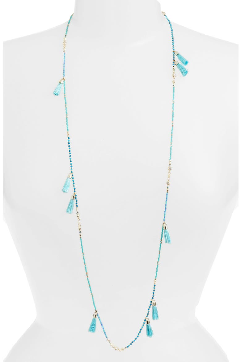Augusta Tassel Necklace, Main, color, AQUA MIX/ GOLD