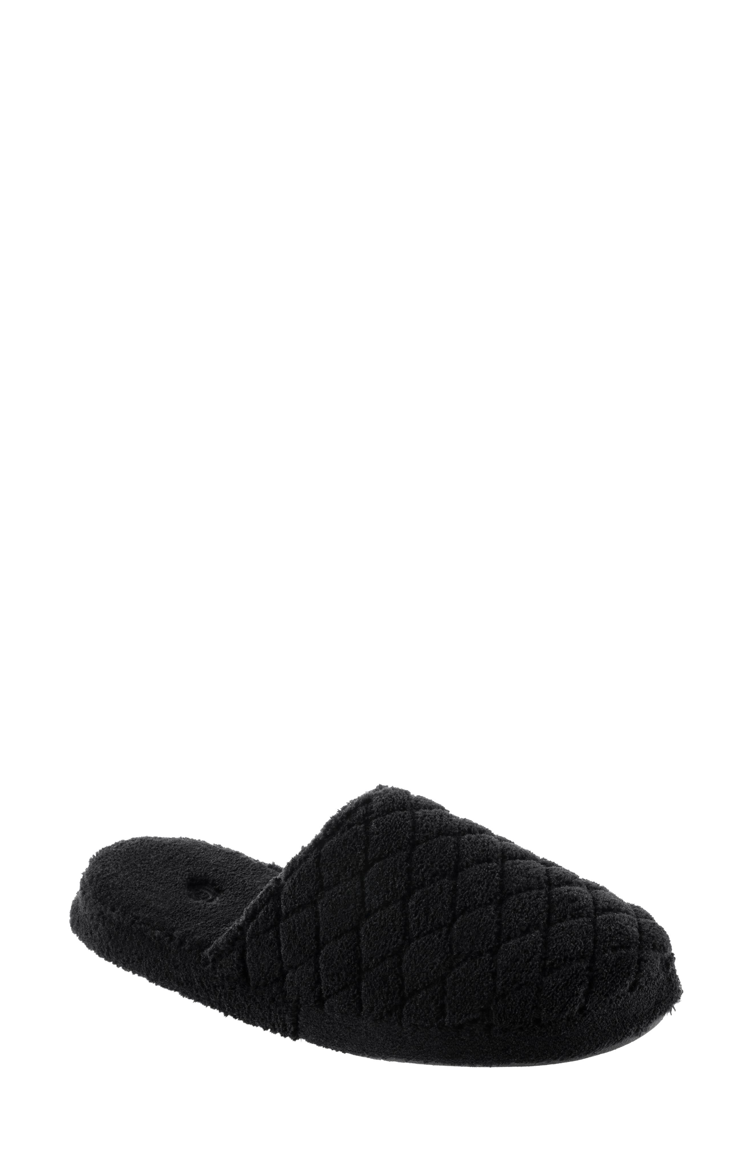 Acorn Quilted Spa Slide Slipper, Main, color, Black
