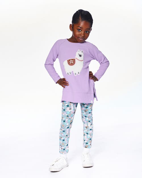 Deux Par Deux Super Soft Brushed Jersey Tunic With Llama In Purple