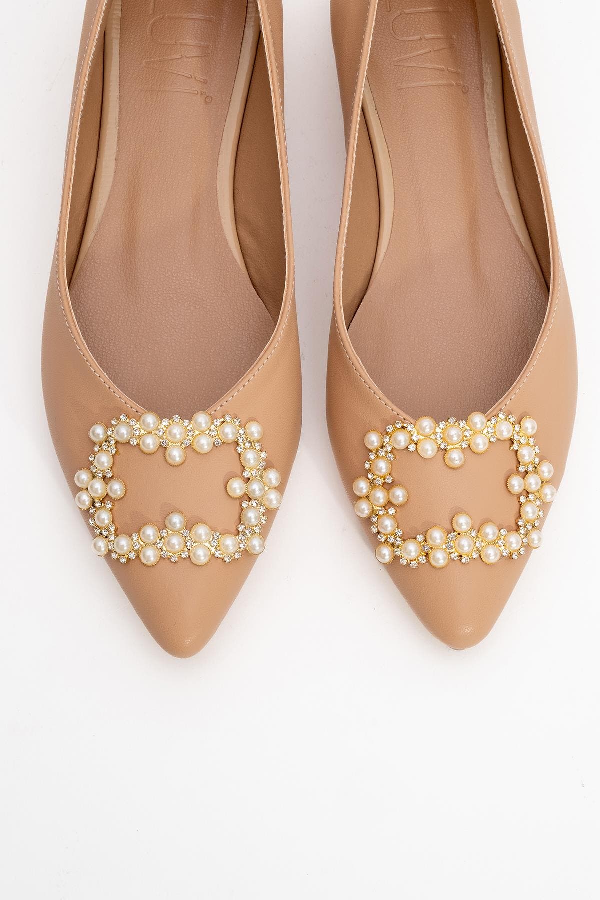 Prologue Shoes Ghent Pearl Embellished Ballet Flat, Alternate, color, Beige