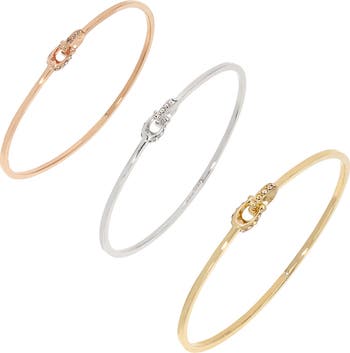 Set of 3 Pavé Logo Link Bangles