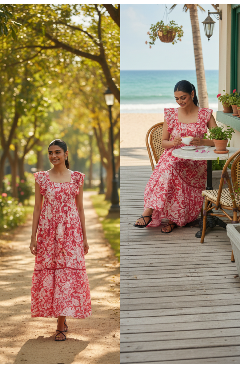 Ro's Garden Floss Maxi Dress, Alternate, color, Magenta Laika