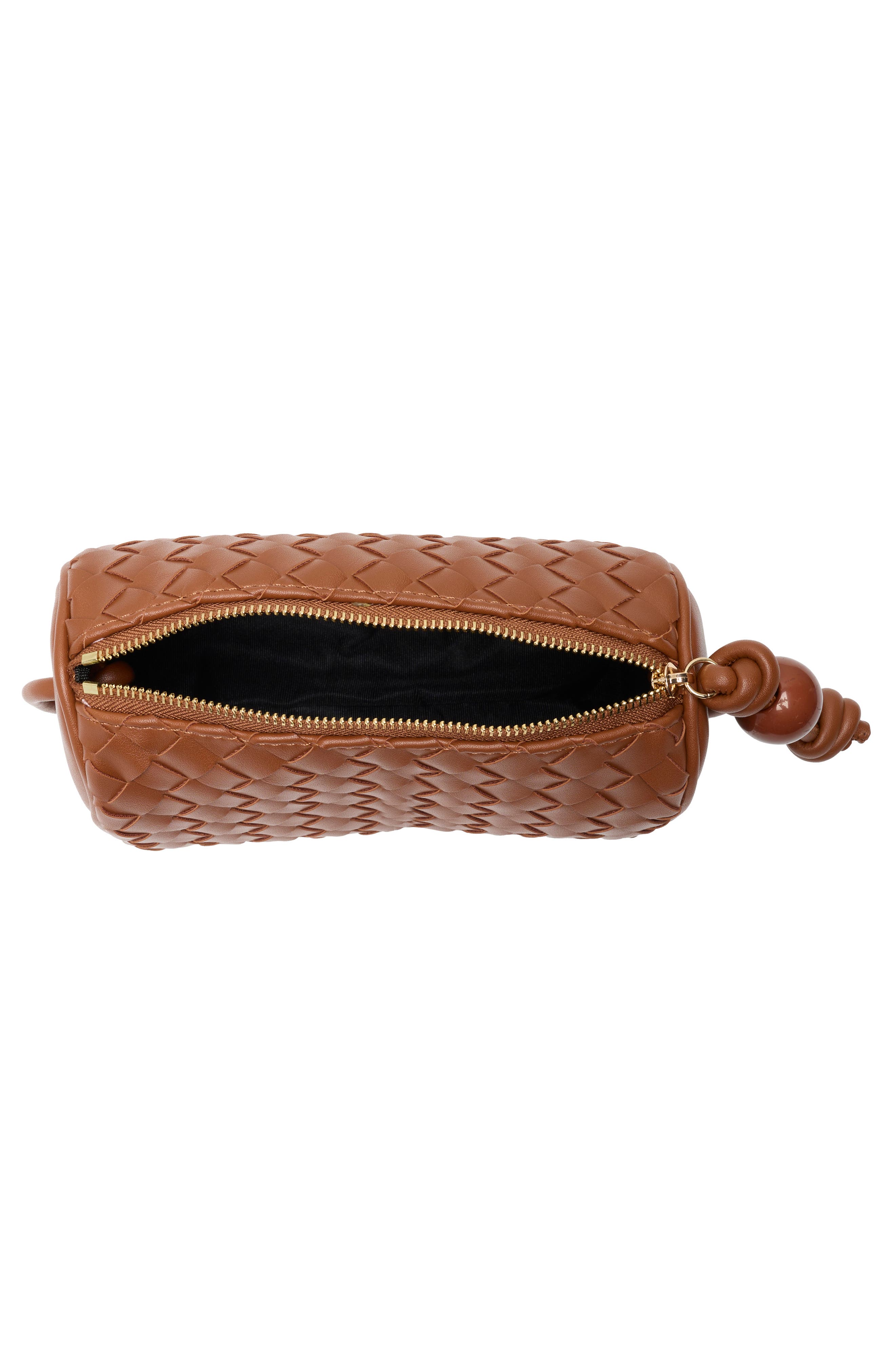 Woven Faux Leather Crossbody Bag, Alternate, color, CHOCOLATE