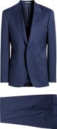 Emporio Armani G-Line Peak Lapel Navy Wool Herringbone Suit