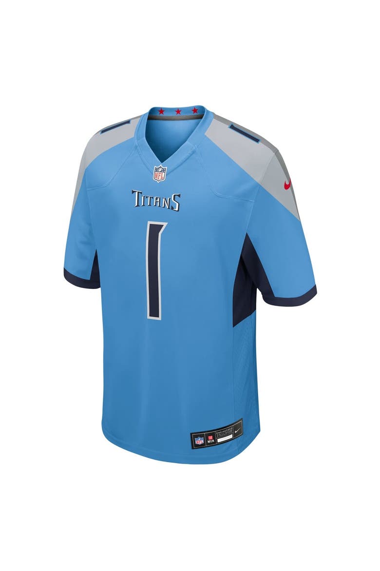 Men's Nike Cameron Ward Light Blue Tennessee Titans 2025 NFL Draft First Round Pick Game Jersey, Alternate, color, Light Blue