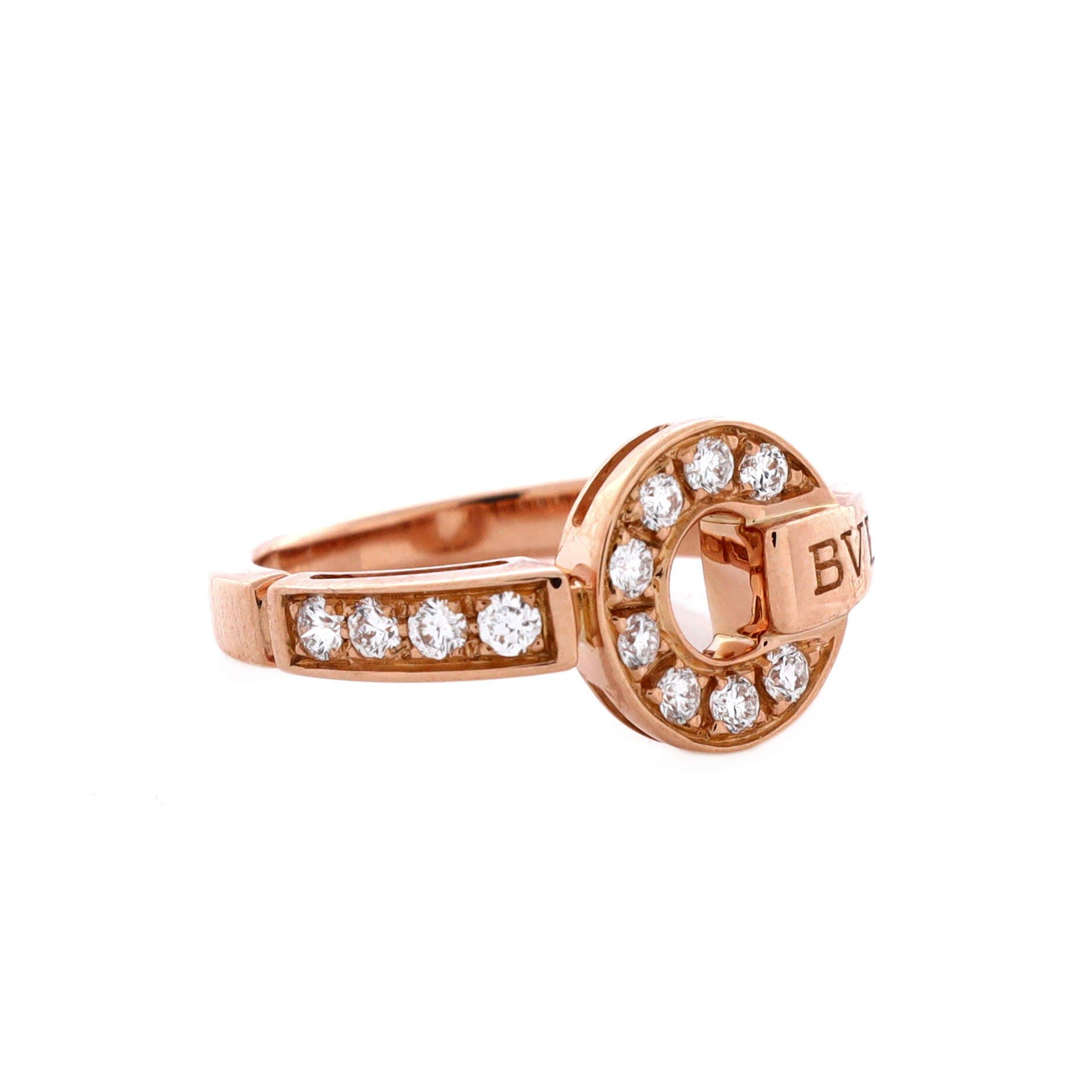 Bvlgari Bvlgari Ring 18K Rose Gold and Diamonds, Alternate, color, Metallic Gold