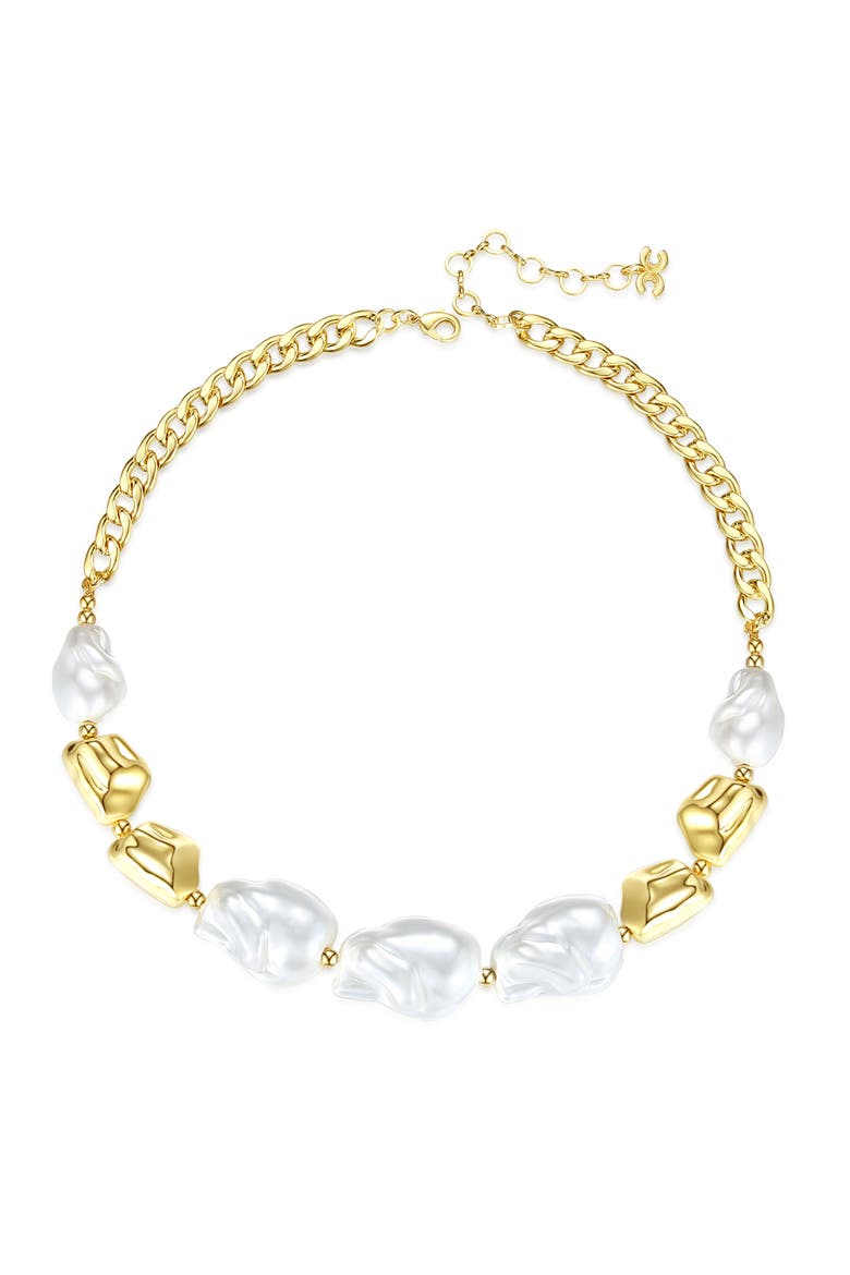 Baroque Pearl Statement Necklace, Main, color, Gold