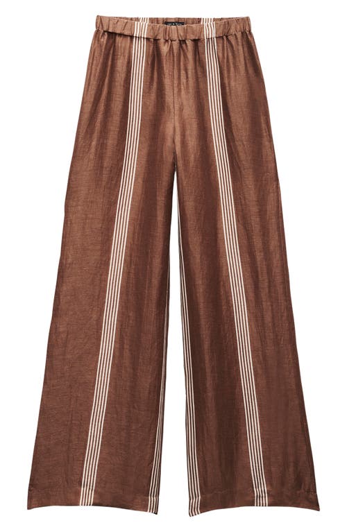 Shop Rag & Bone Olivia Stripe Linen & Silk Pants In Brown Stripe