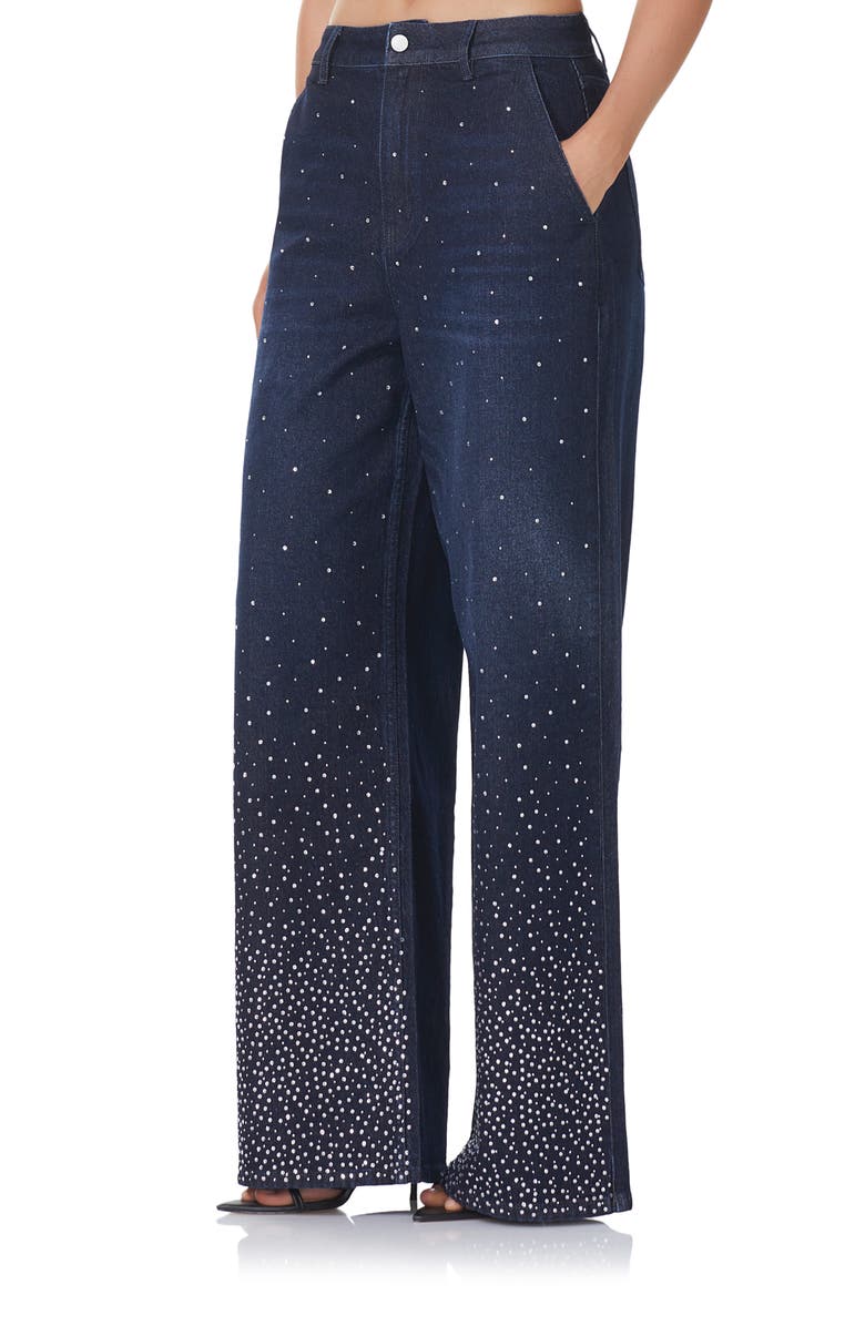 AFRM Ronny Rhinestone Wide Leg Jeans, Alternate, color, 