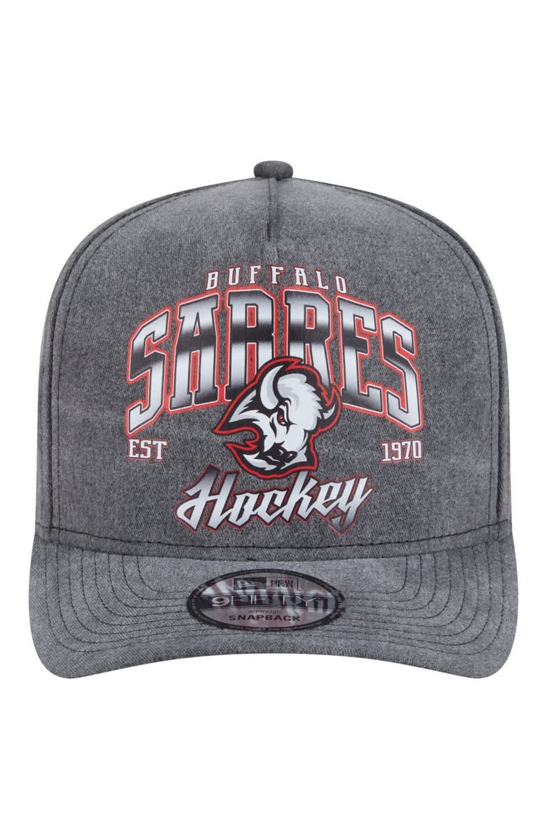 New Era Men's New Era Charcoal Buffalo Sabres Throwback Washed A-Frame Pre-Curved 9FIFTY Snapback Hat, Alternate, color,