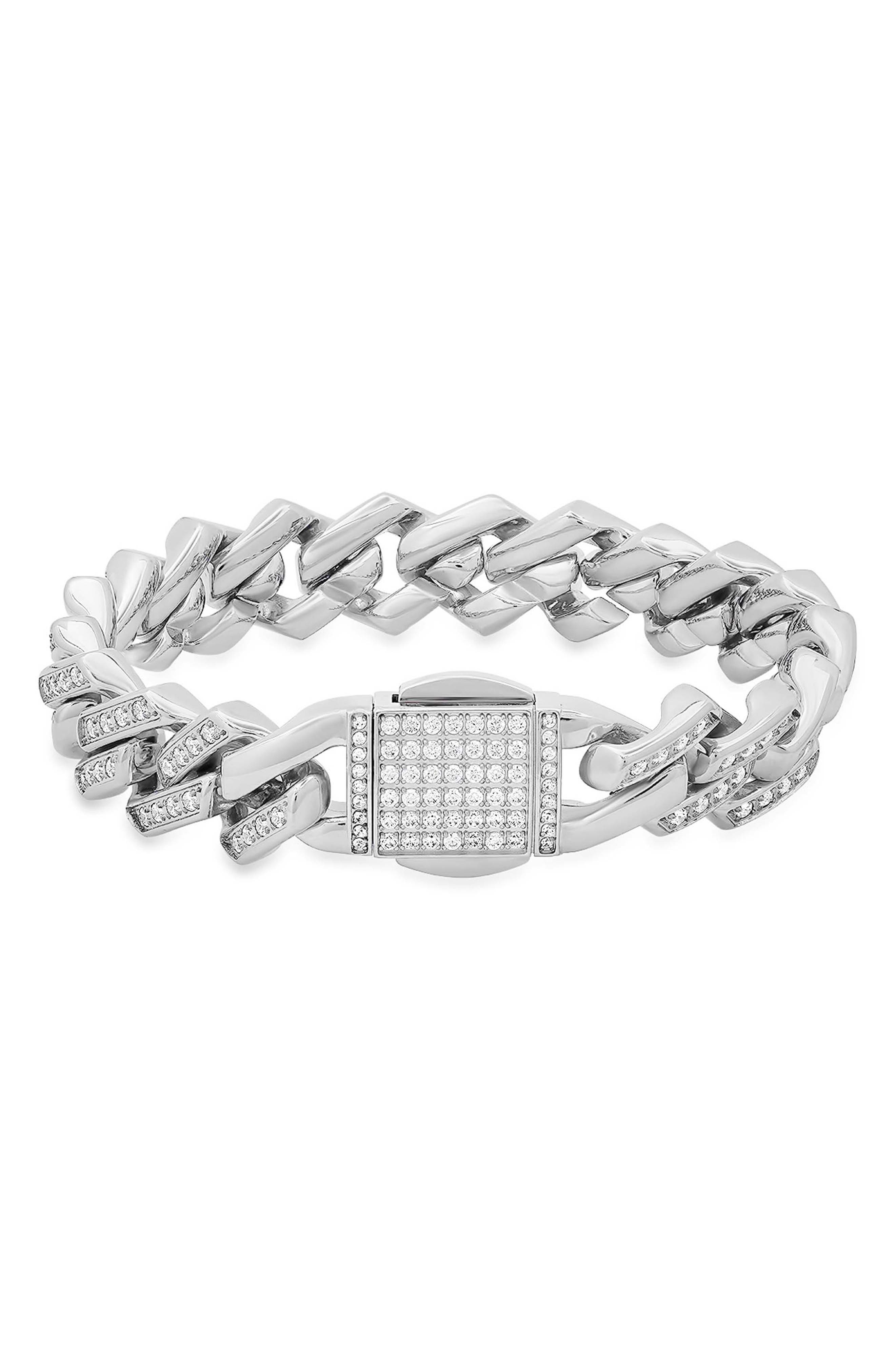 Men's Simulated Diamond Curb Chain Bracelet