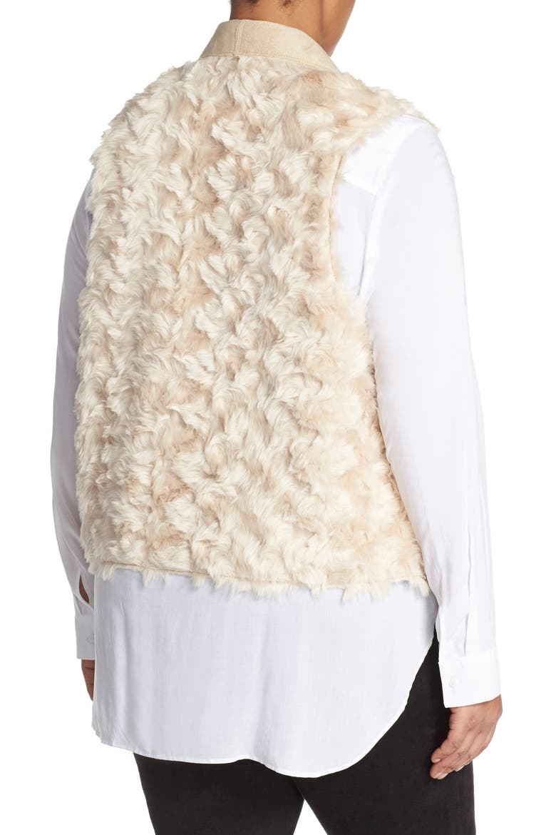 'Sheri' Drape Front Faux Fur Vest, Alternate, color, LIGHT TAUPE