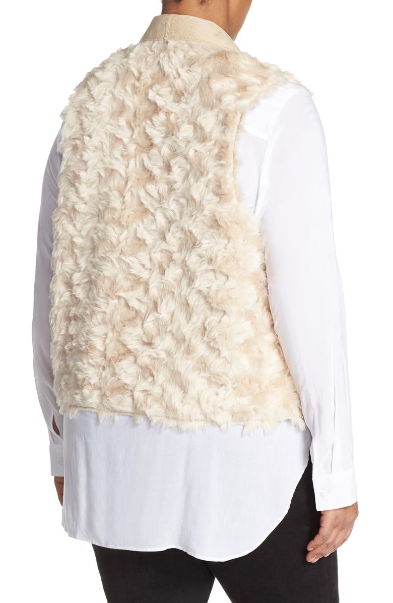 Tart 'Sheri' Drape Front Faux Fur Vest, Alternate, color, Light Taupe