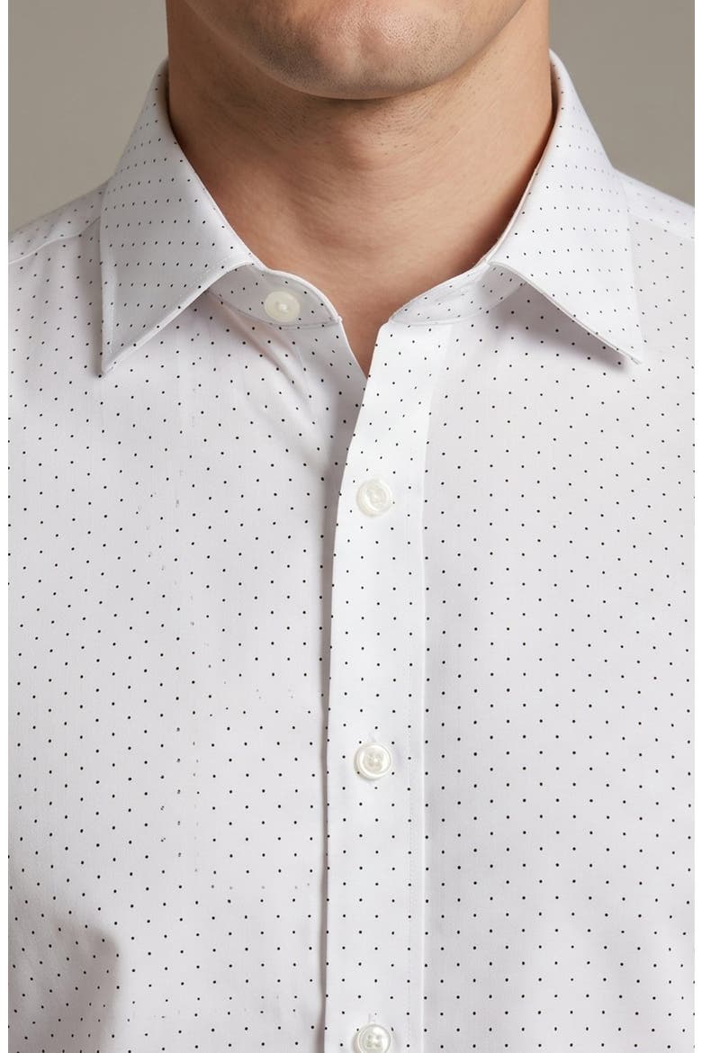 Polka Dot Cotton Blend Dress Shirt, Alternate, color, WHITE