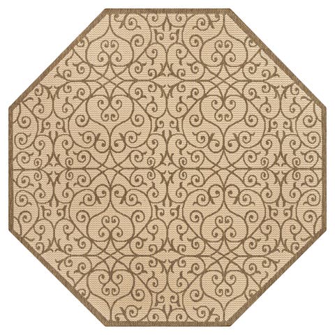 Madrid Vintage Filigree Textured Weave Octagon Indoor/Outdoor Area Rug