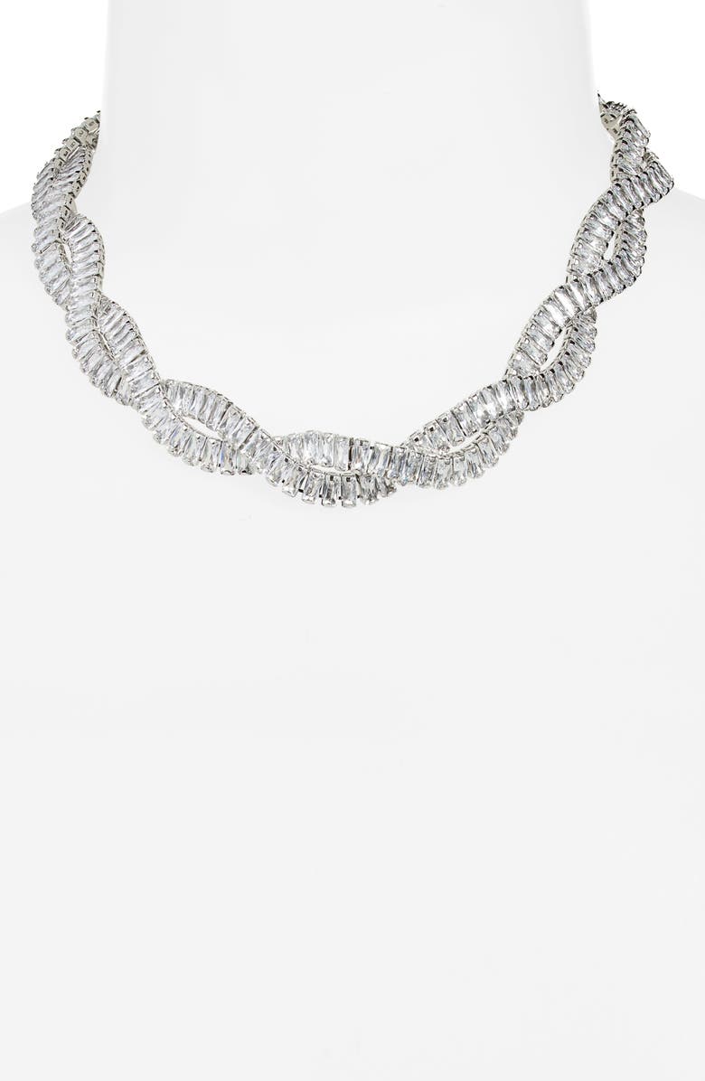 Nordstrom Baguette Cubic Zirconia Twisted Collar Necklace, Alternate, color,