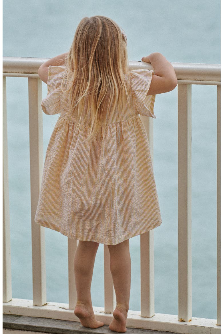 Kids' Bonnie Organic Cotton Seersucker Dress, Alternate, color, GOLDEN STRIPE