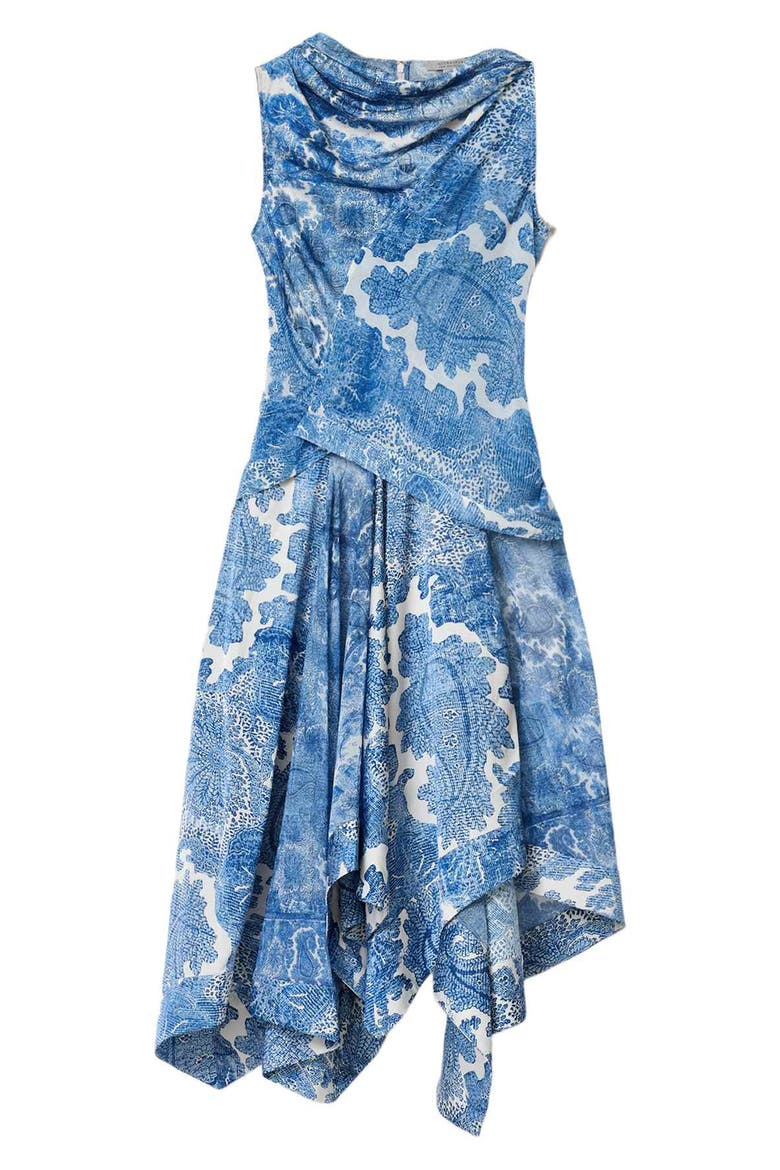 Prue Paisley Floral Asymmetric Hem Dress, Alternate, color, JOANNE BLUE