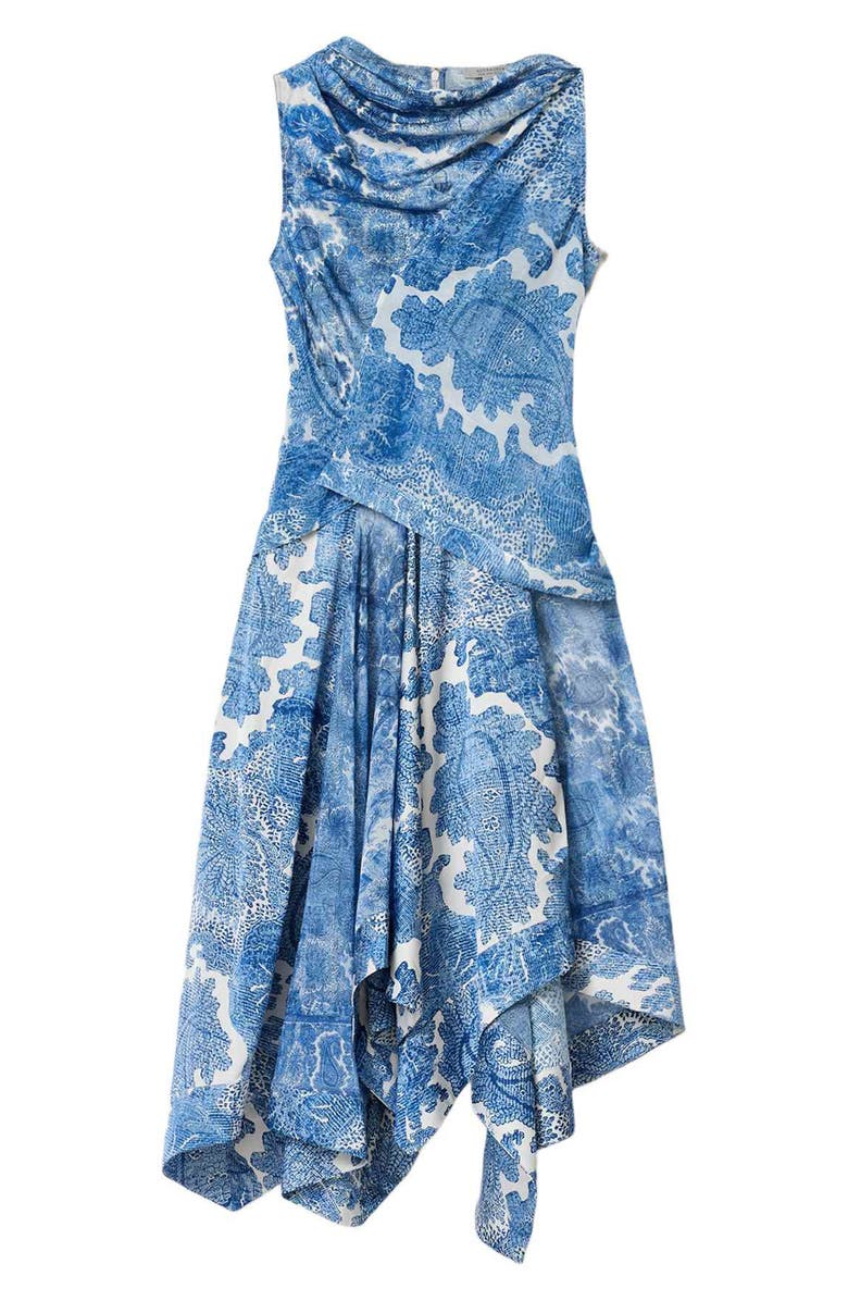AllSaints Prue Paisley Floral Asymmetric Hem Dress, Alternate, color, Joanne Blue