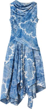 AllSaints Prue Paisley Floral Asymmetric Hem Dress