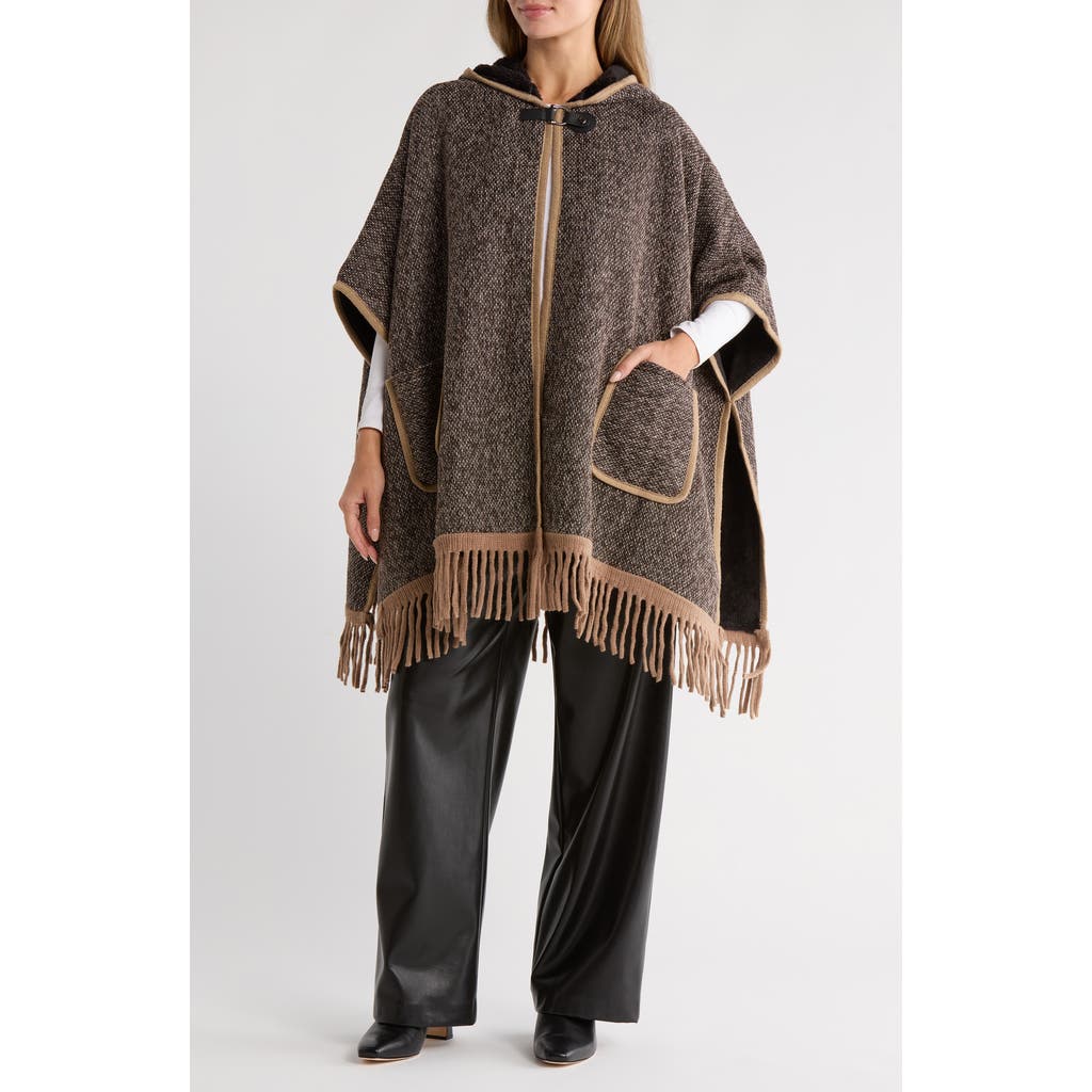Nanette Lepore Hooded Jacquard Ruana In Brown