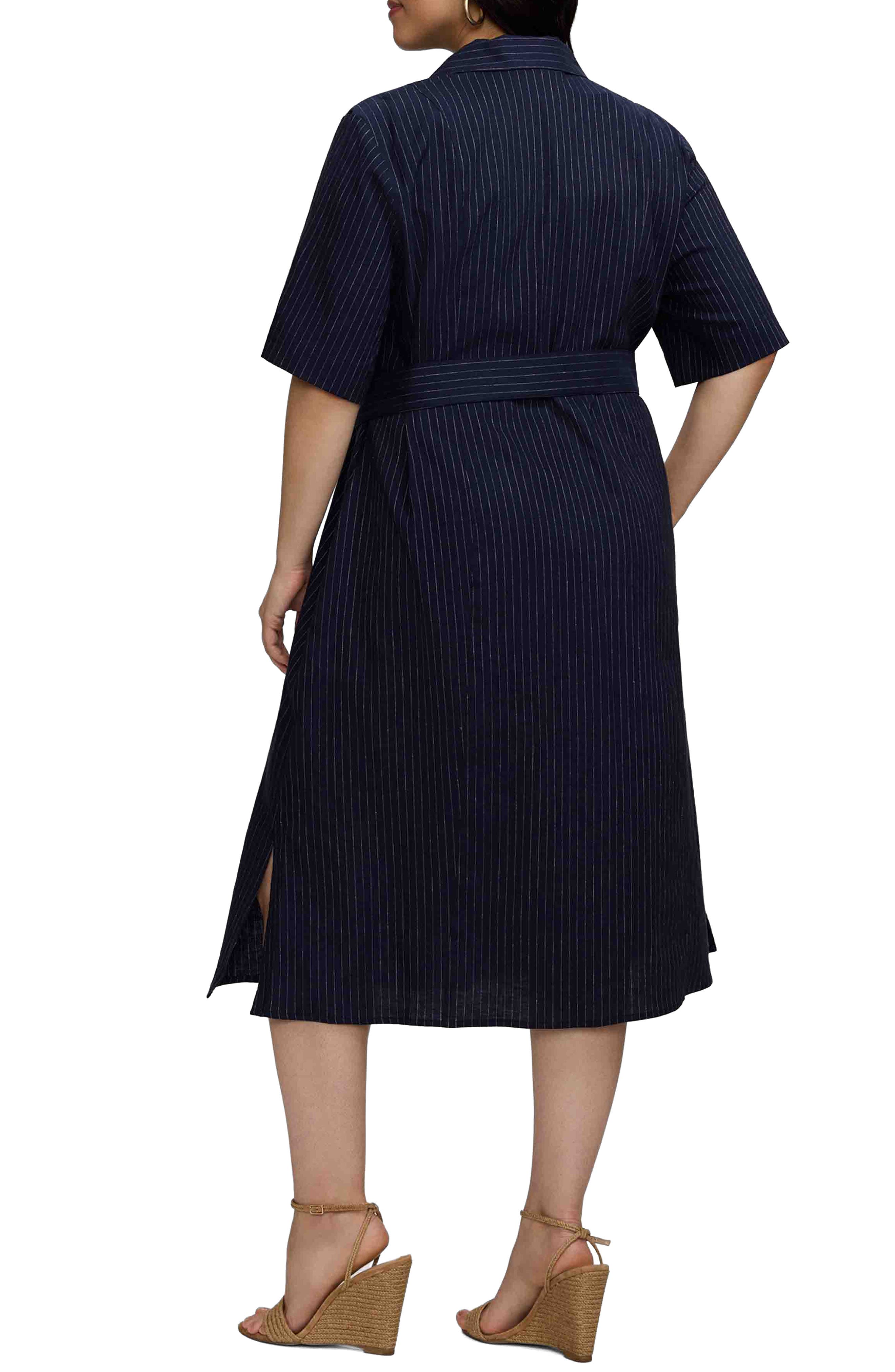 Aniston Stripe Linen Blend Shirtdress - image 2