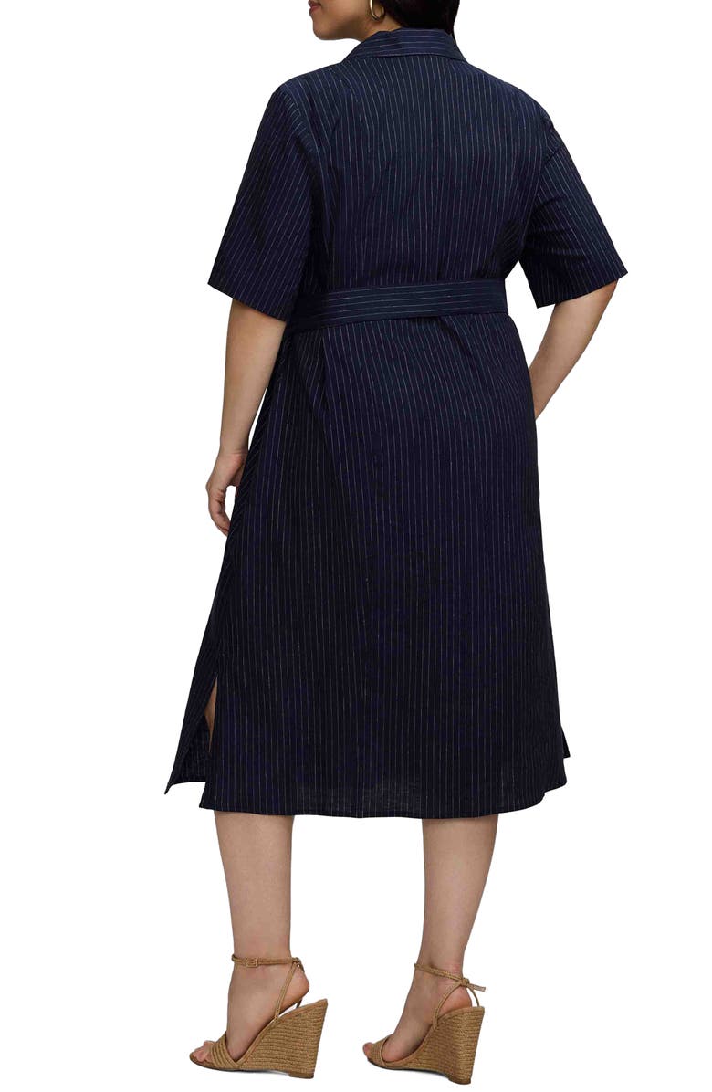 Foxcroft Aniston Stripe Linen Blend Shirtdress, Alternate, color, 