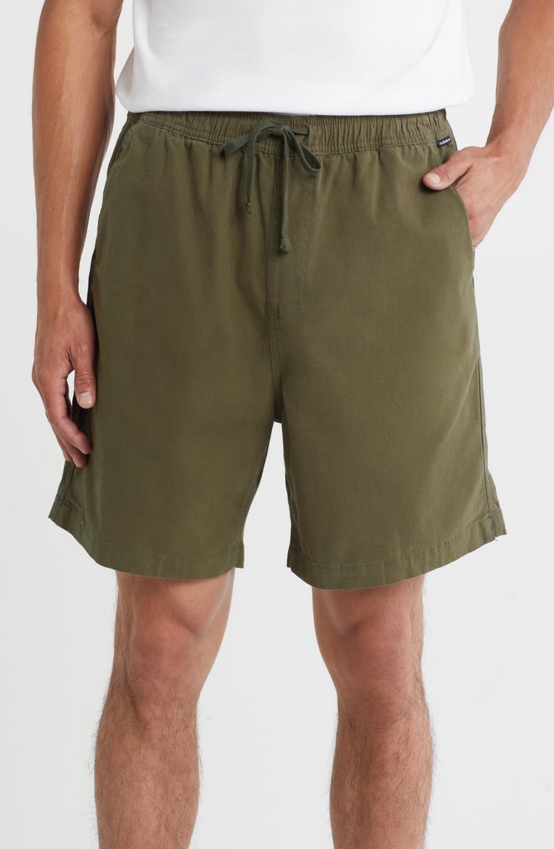 Quiksilver Taxer Stretch Drawstring Shorts, Main, color, Army