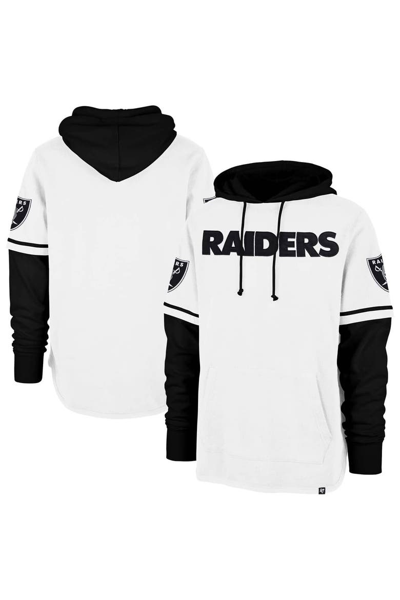 Men's '47 White Las Vegas Raiders Trifecta Shortstop Pullover Hoodie, Alternate, color, White